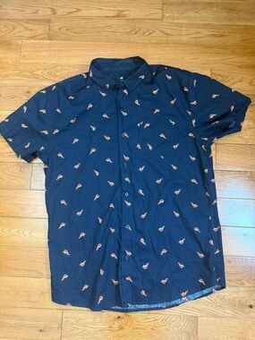 Visive Pizza Print Short Sleeve Button Down Shirt
